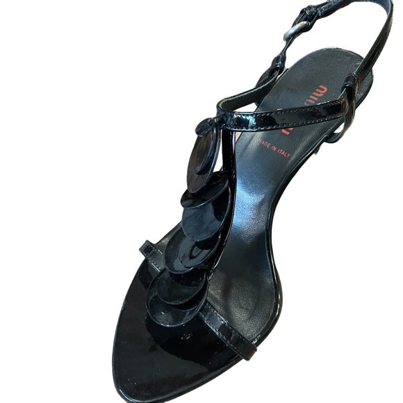 Miu Miu Black Patent Strappy Sandals Size 36 - Picture 4 of 9